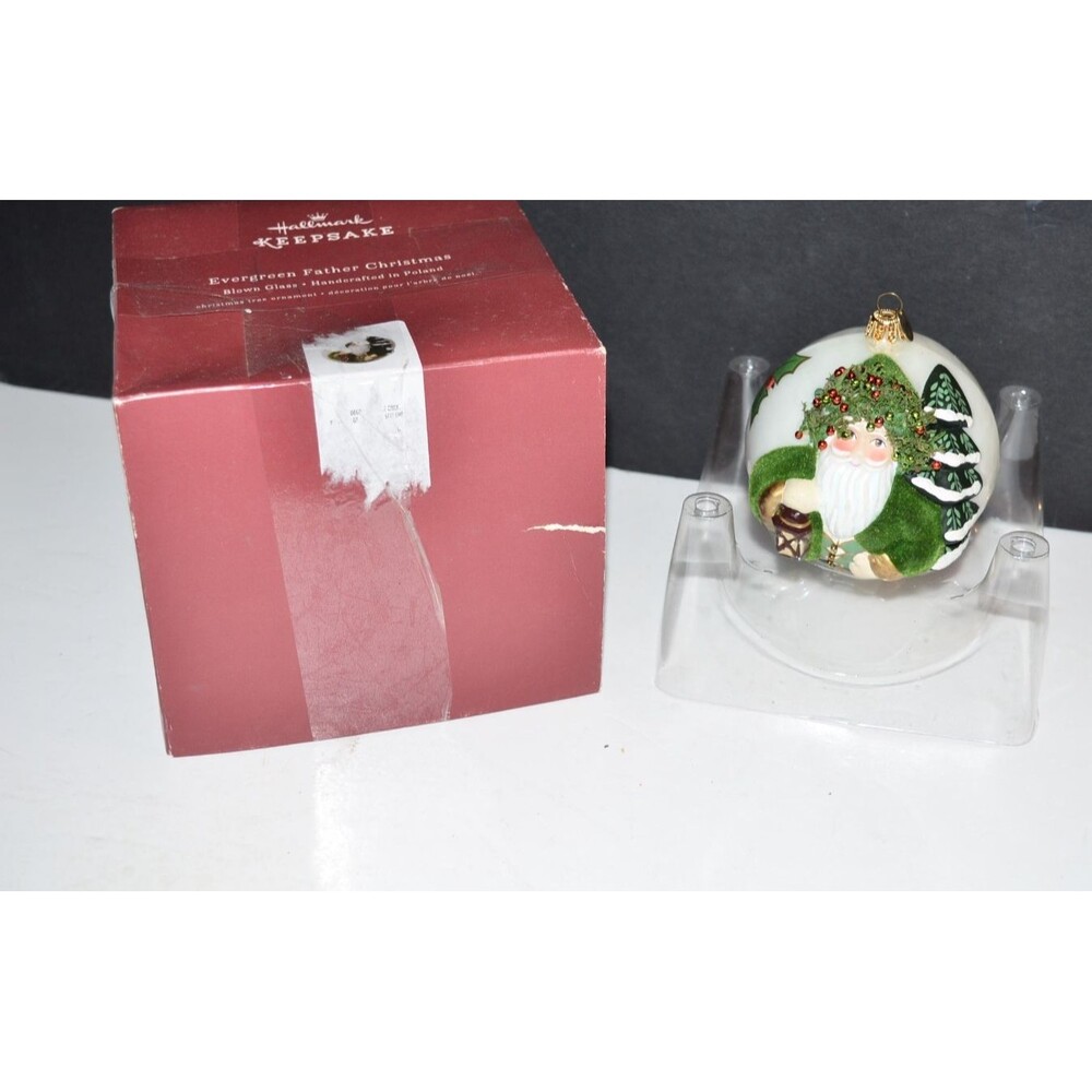 2016 Hallmark Keepsake Blown Glass Evergreen Father Christmas Ornament Poland